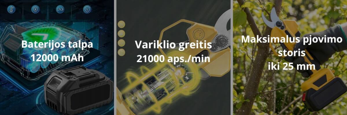 Akumuliatorinis sekatorius, Lithium 120w 48v