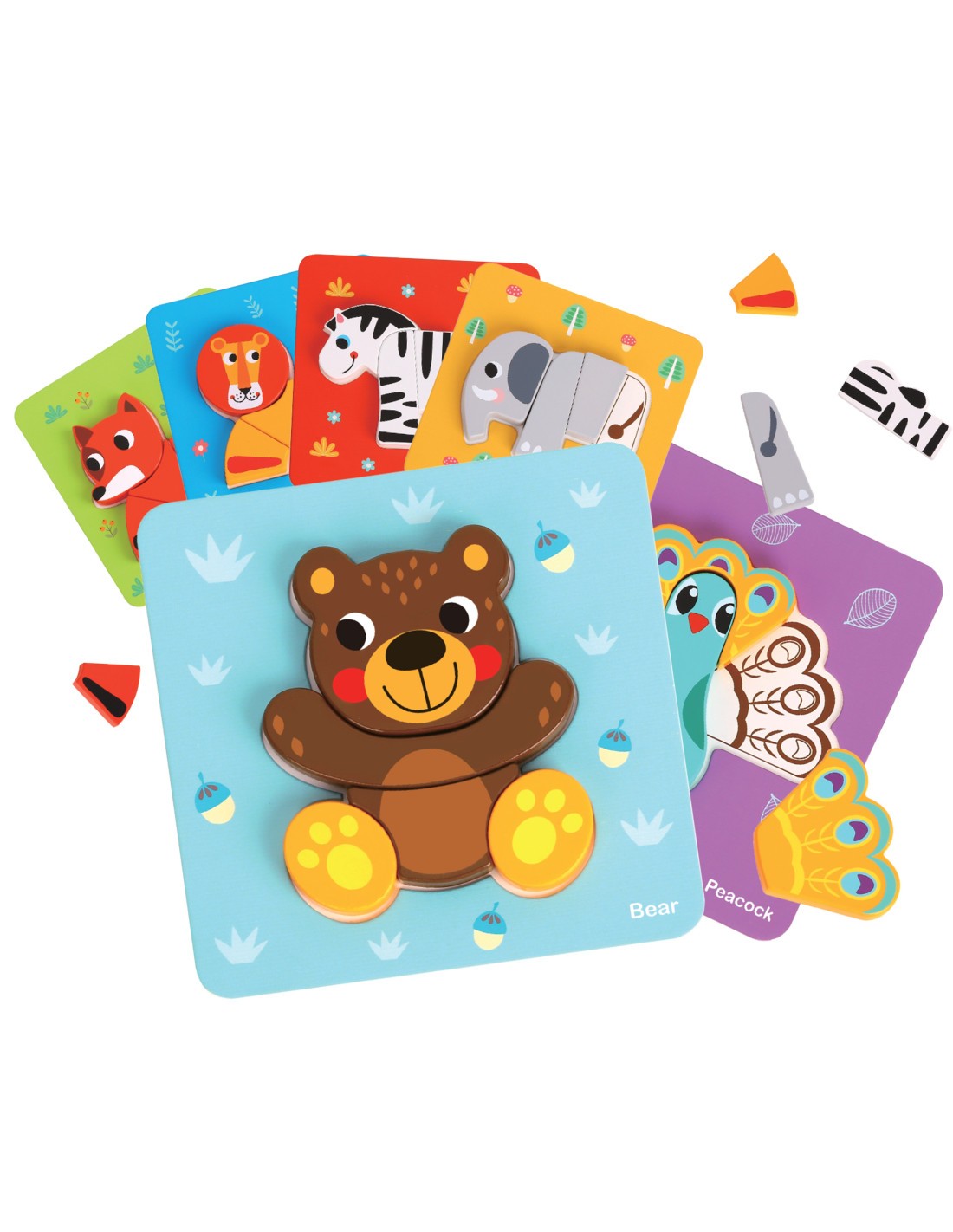 380126.jpg Medinė dėlionė gyvūnų kaladėlės, Woopie Montessori - Image 1